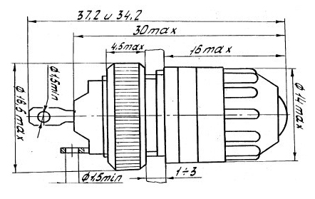 Габаритный чертеж сигнального фонаря ФРМ-2