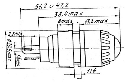 Габаритный чертеж сигнального фонаря ФРМ-1